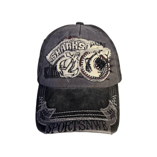 0233 - Vintage Distressed Shark Hat (shadow gray)