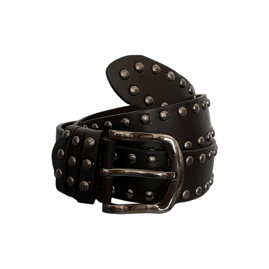 0037- Vintage Rock Studded Belt (dark brown)