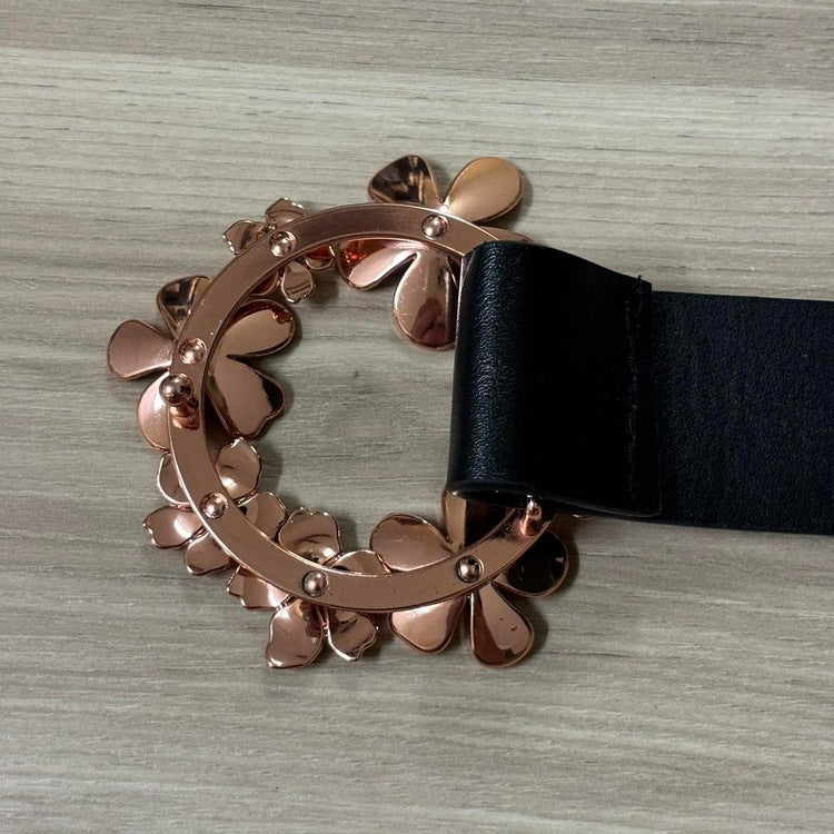 0090 - Rose Gold Flower Buckle Belt