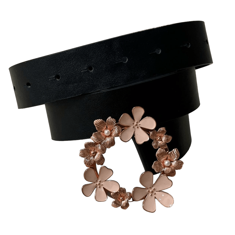 0090 - Rose Gold Flower Buckle Belt