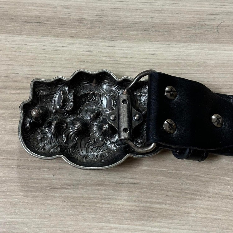 0084 - Triple Skull Buckle Belt