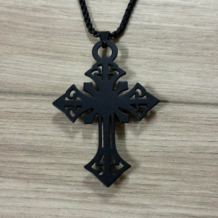 0203 - Black Opiumcore Cross Necklace