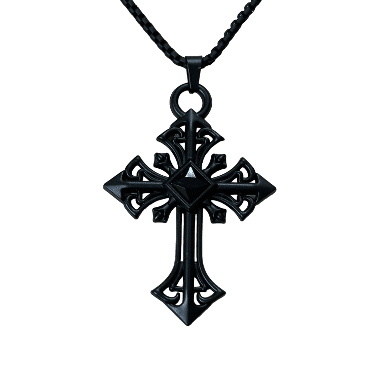 0203 - Black Opiumcore Cross Necklace