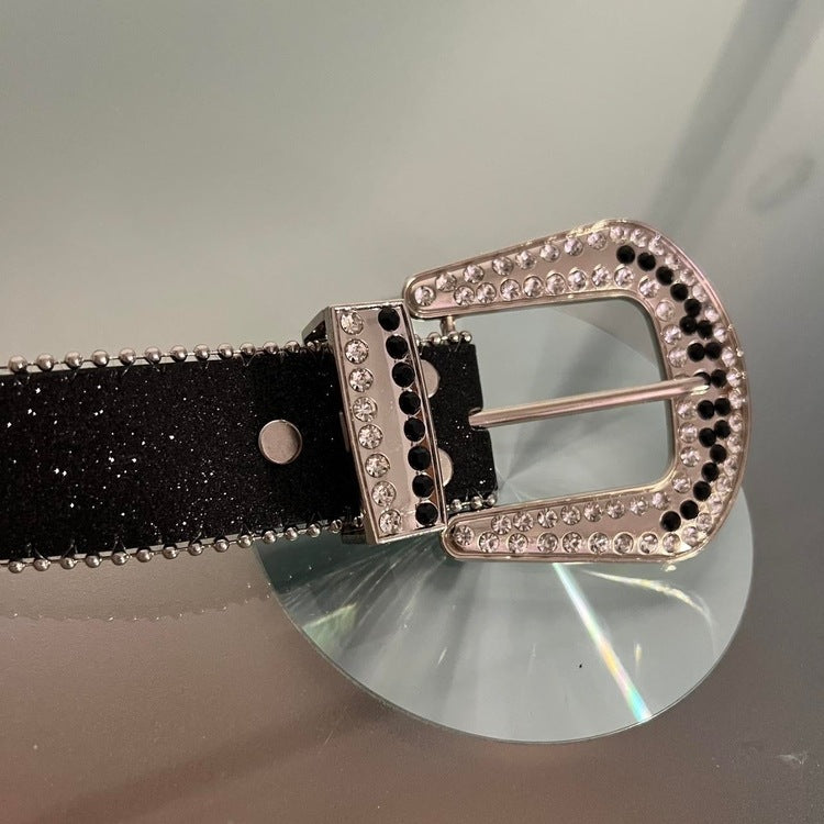 0039 - 2-Tone Rhinestone Skull Belt