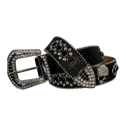 0039 - 2-Tone Rhinestone Skull Belt