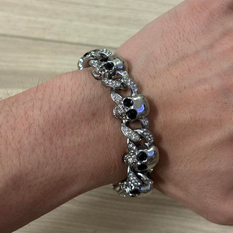 0161 - Rhinestone Cuban Skull Bracelet