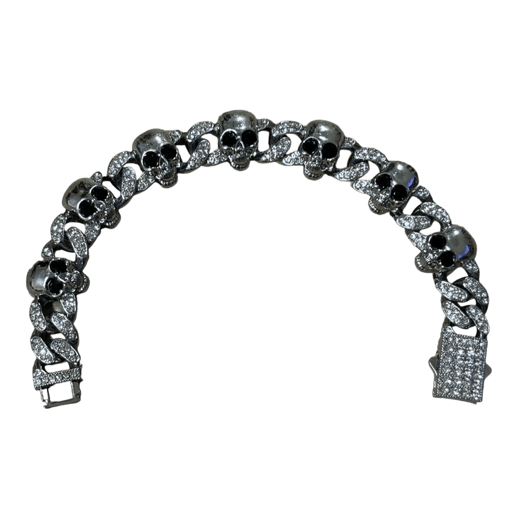 0161 - Rhinestone Cuban Skull Bracelet