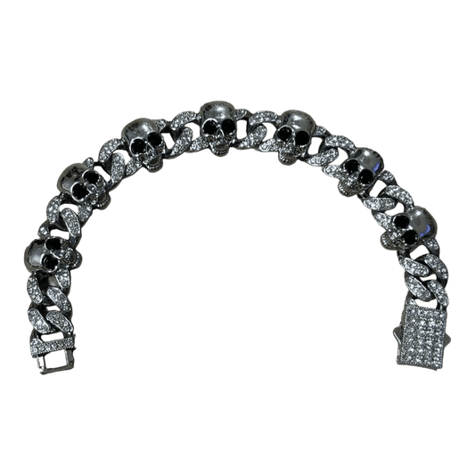 0161 - Rhinestone Cuban Skull Bracelet