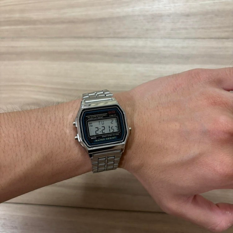 0151 - Retro Square Steel Digital Watch