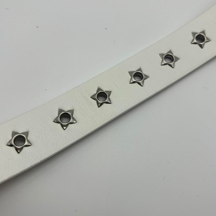 0121 - Star Buckle Grommet Belt (white)