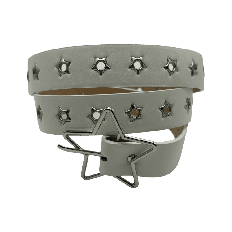 0121 - Star Buckle Grommet Belt (white)