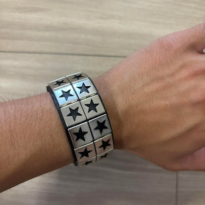0415 - Star Leather Bracelet (2-row)