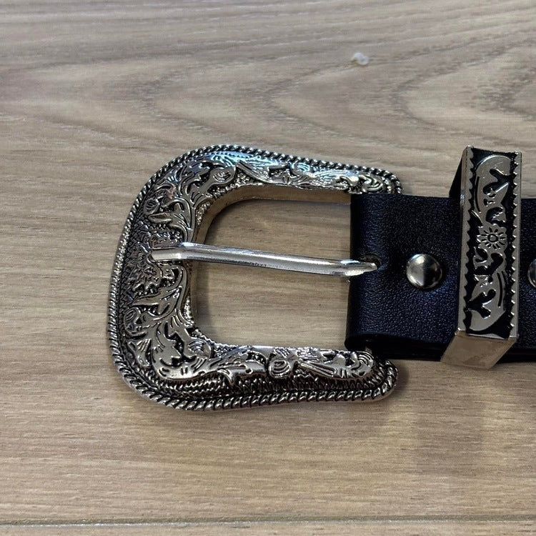 0062 - Studded Floral Buckle Belt