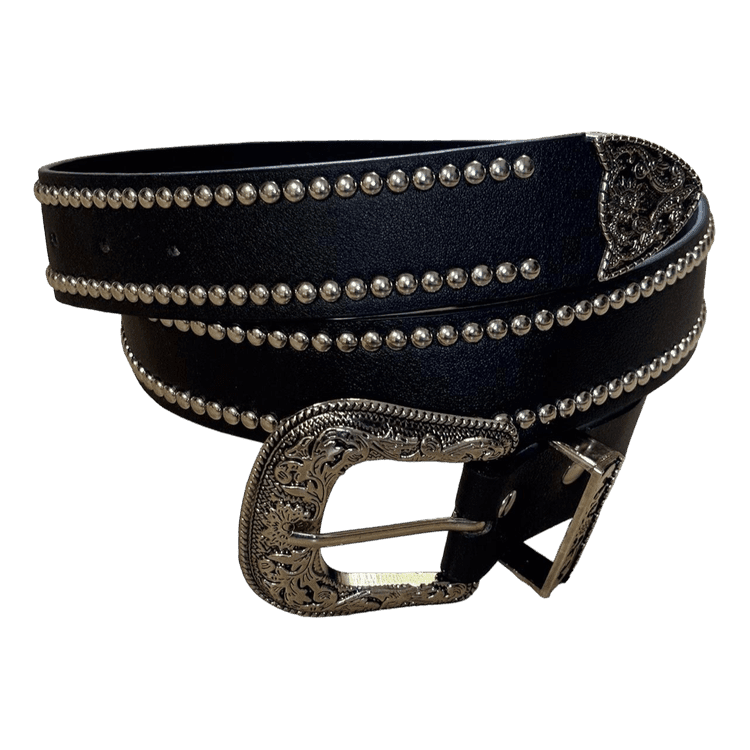 0062 - Studded Floral Buckle Belt