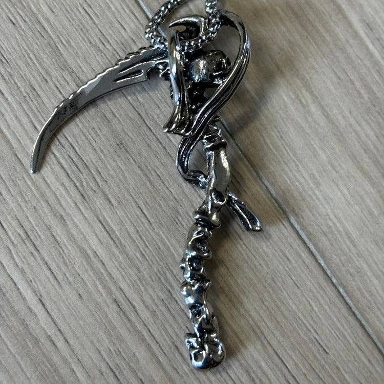 0216 - Skeleton Scythe Necklace