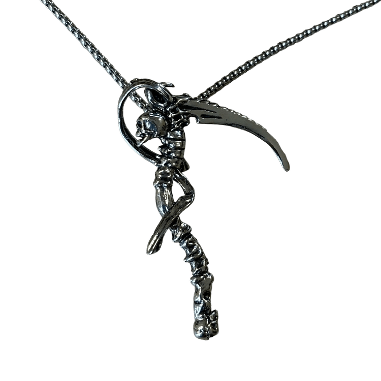 0216 - Skeleton Scythe Necklace