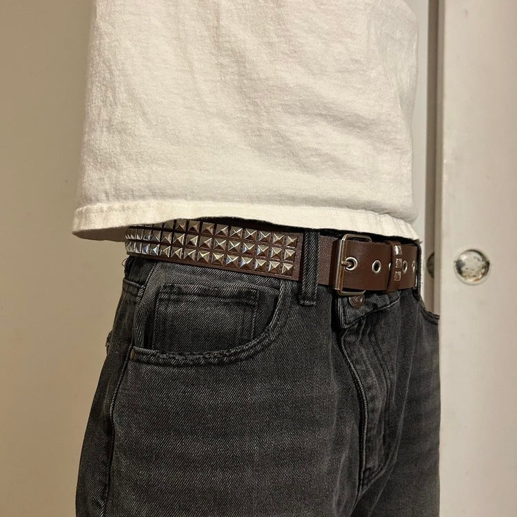 0031 - Pyramid Studded Belt (coffee brown)