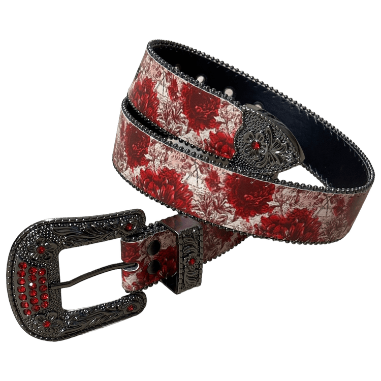 0004 - Ruby Floral Rhinestone Belt