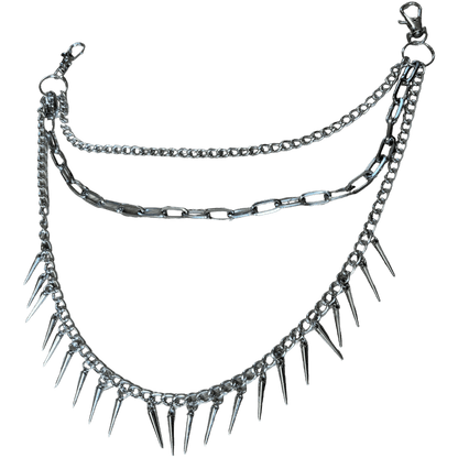 0326 - Layered Rivet Spike Wallet Chain