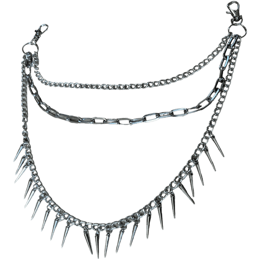 0326 - Layered Rivet Spike Wallet Chain