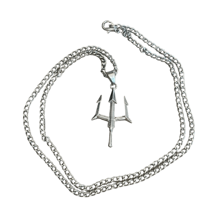 0170 - Silver Trident Cuban Necklace