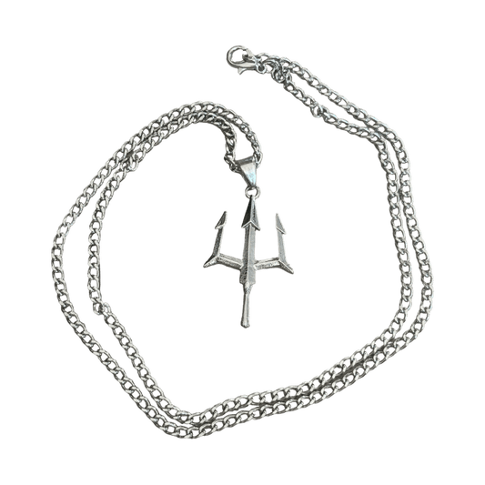 0170 - Silver Trident Cuban Necklace