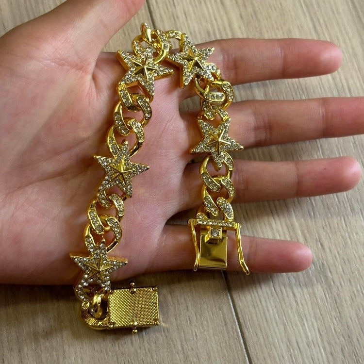 0350 - Gold Crystal Star Bracelet