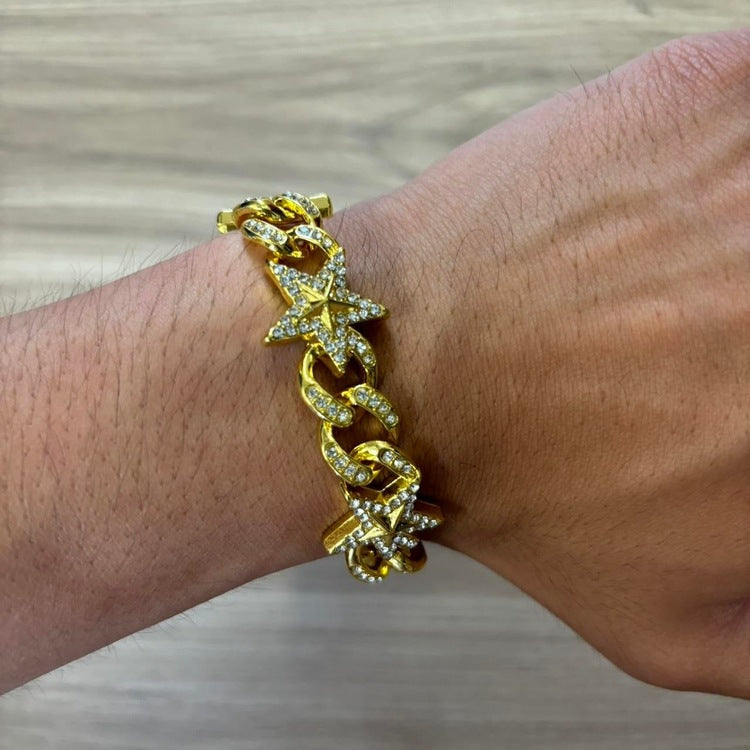 0350 - Gold Crystal Star Bracelet