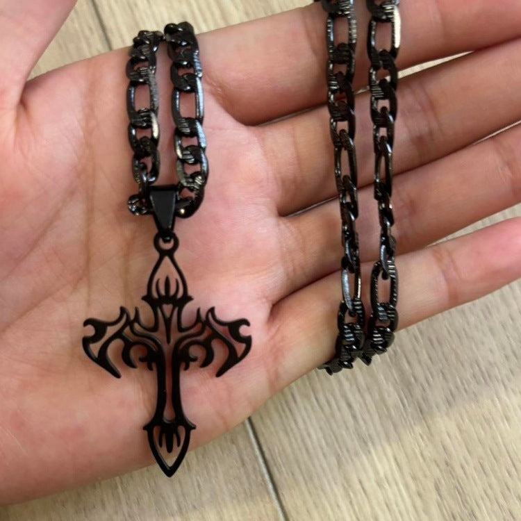 0245 - Black Vamp Cross Chain