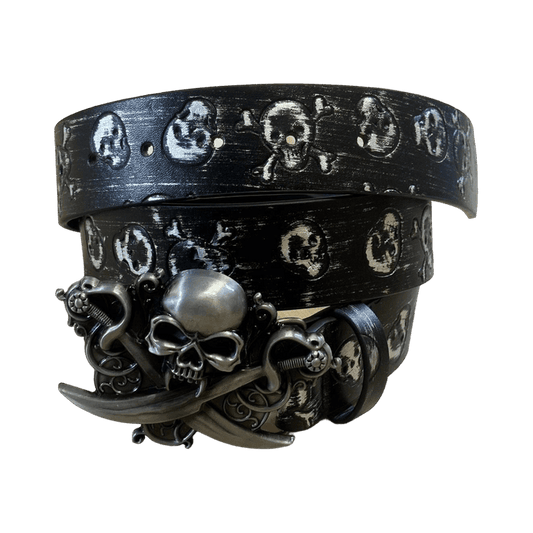 0432 - Sword Skull Embossed Belt