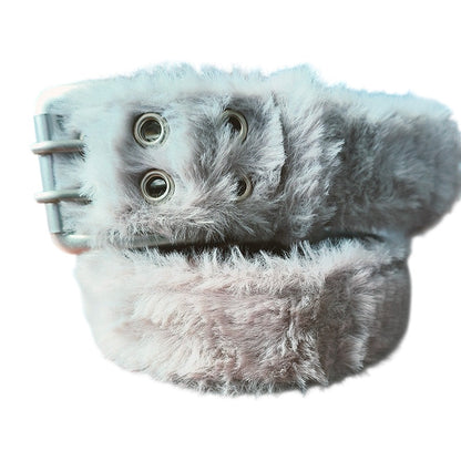 Plush Fur Grommet Belt