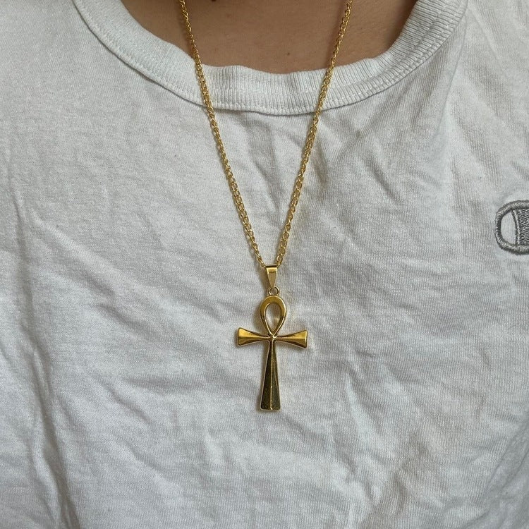 0237 - Golden Ankh Cross Chain