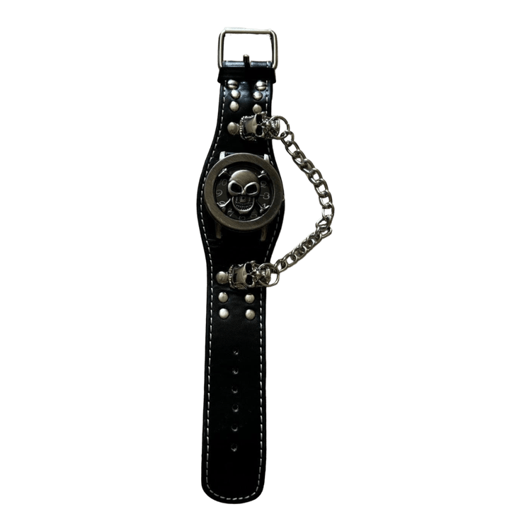 0058 - Skull Leather Flip Watch