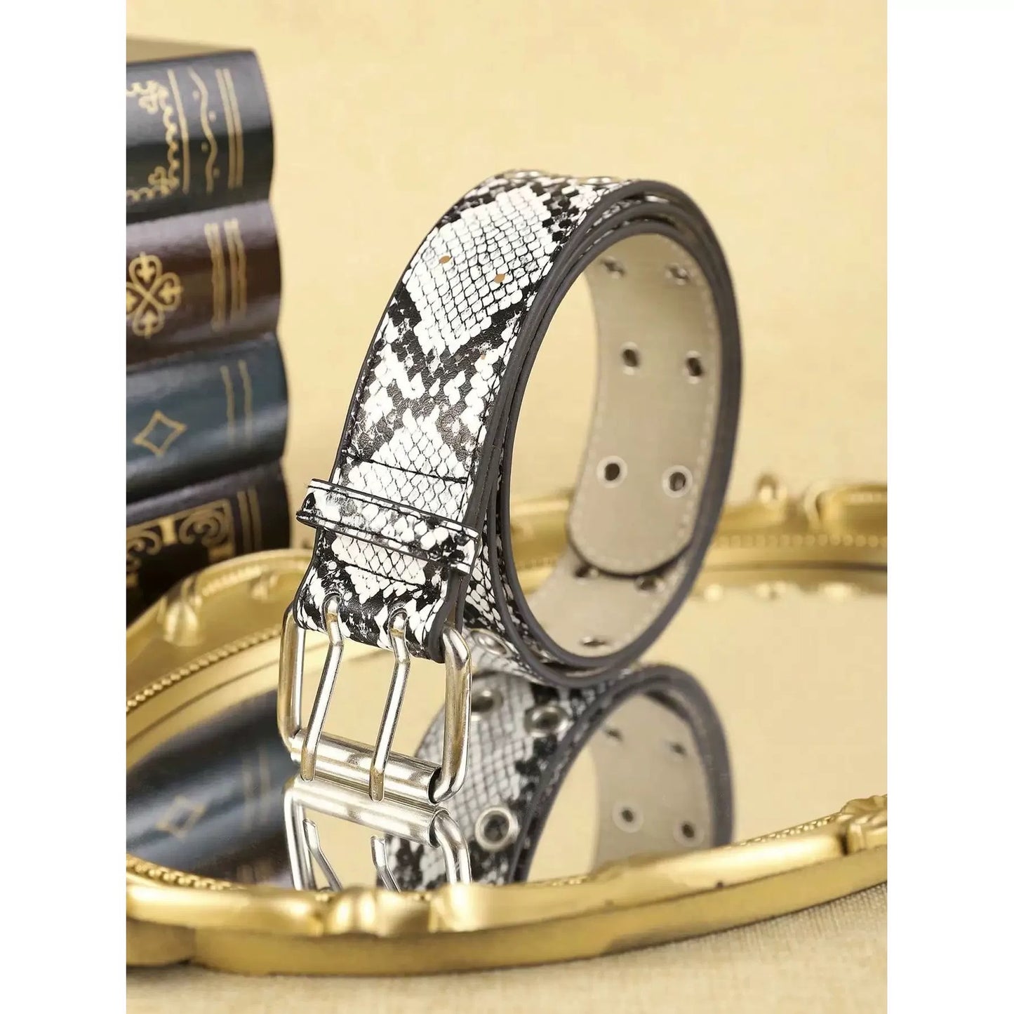 Snow Snake Scale Grommet Belt
