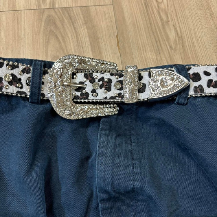 0351 - Snow Leopard Rhinestone Belt