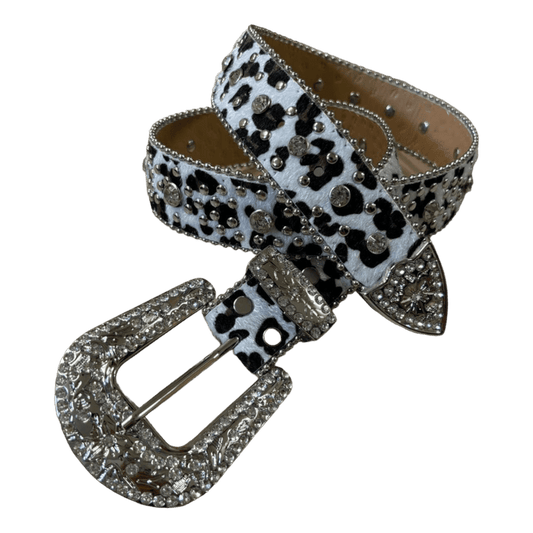 0351 - Snow Leopard Rhinestone Belt