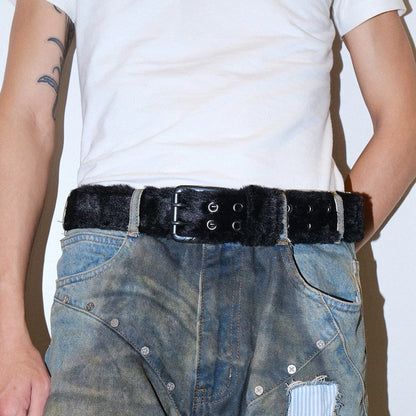 Plush Fur Grommet Belt