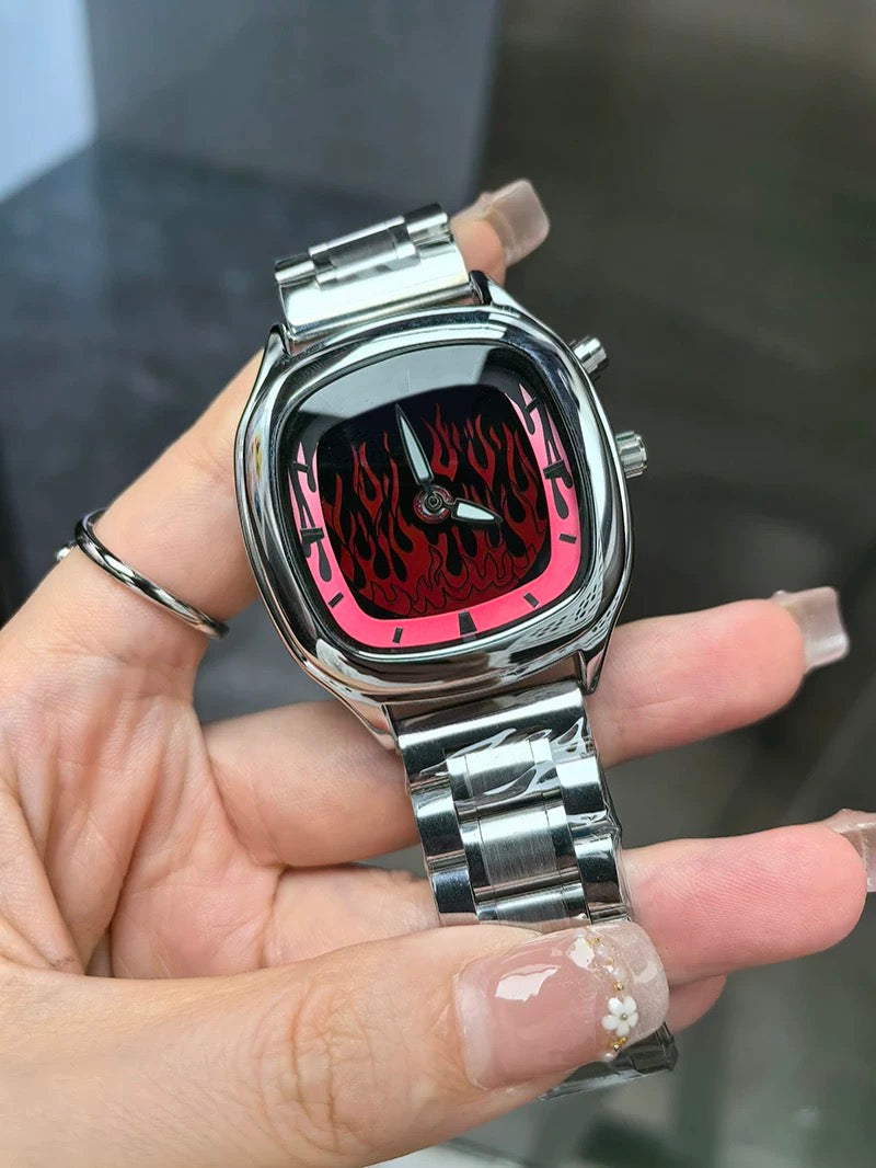 Flamewave Chrome Watch Red