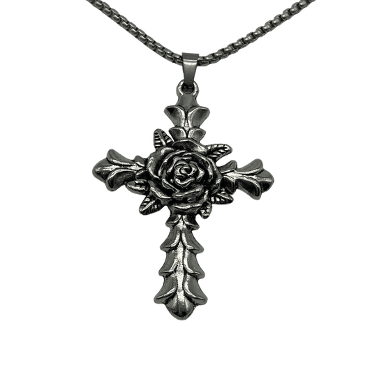 0223 - Gothic Rose Cross Necklace