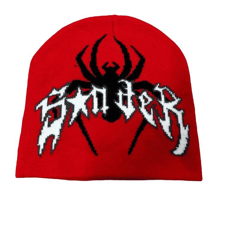 0128 - Spider Graphic Beanie (Red)