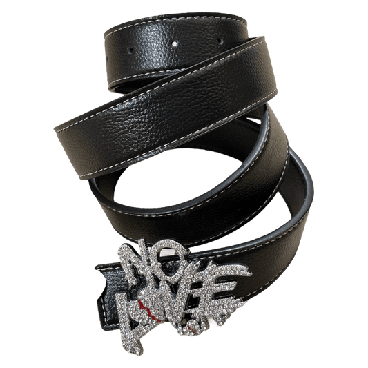 0026 - "No Love" Rhinestone Buckle Belt