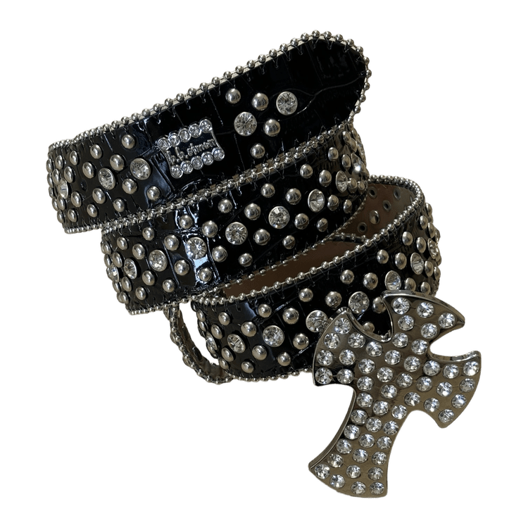 0018 - Rhinestone Cross Buckle Belt