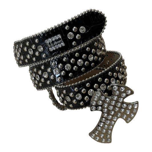 0018 - Rhinestone Cross Buckle Belt