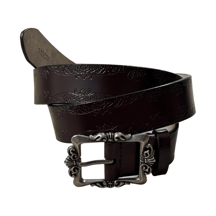 0236 - Gothic Buckle Genuine Leather Belt (Brown)