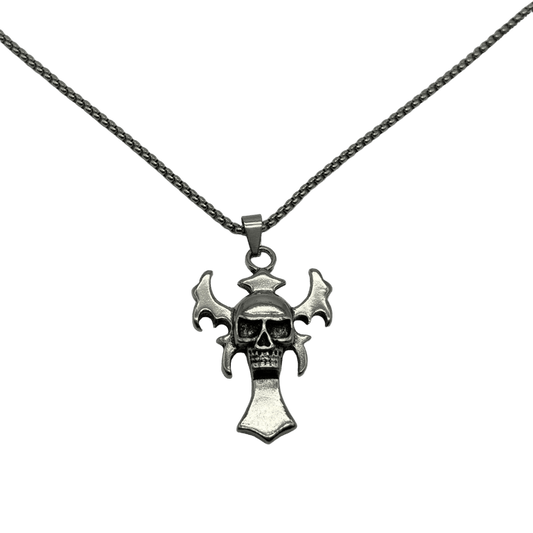 0173 - Y2K Skull Cross Necklace