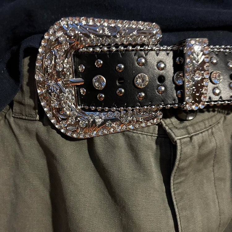 0043 - Y2K Cross Rhinestone Belt