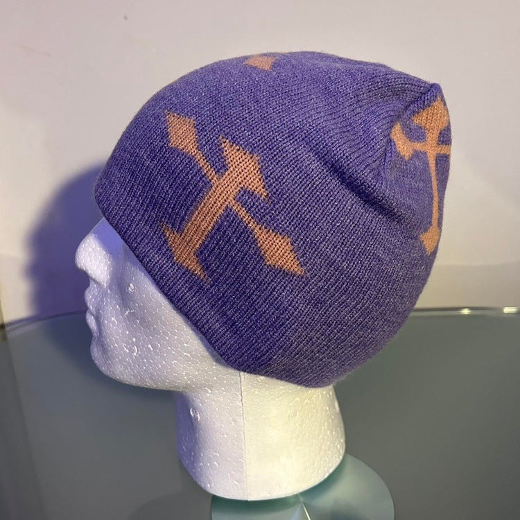 0086 - Gothic Cross Beanie (purple lavender)