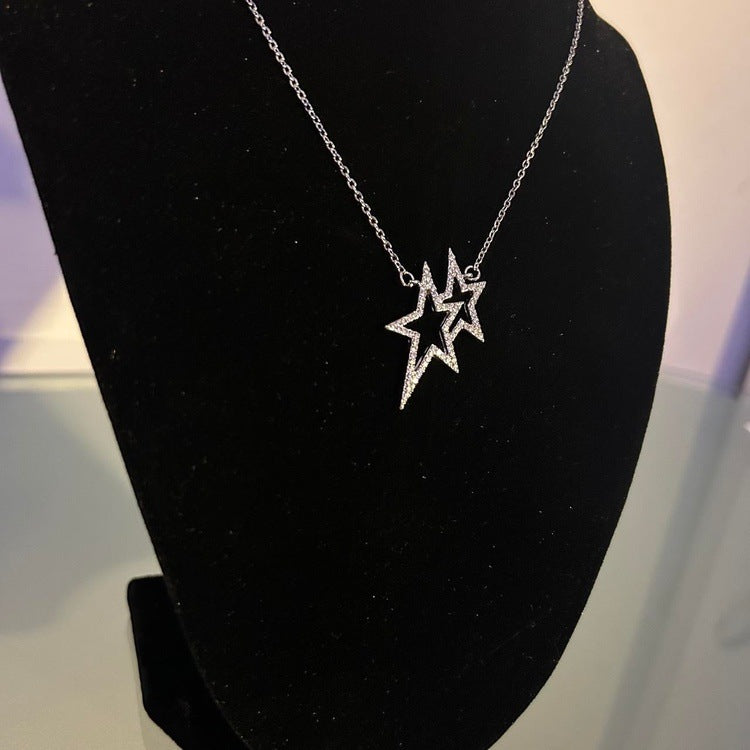 0181 - Rhinestone Star Necklace (double)