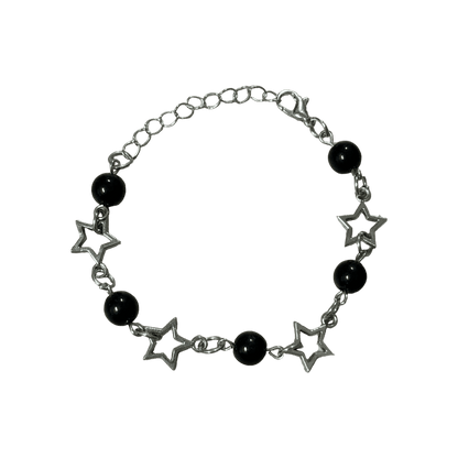 0225 - Y2K Black Pearl Star Bracelet
