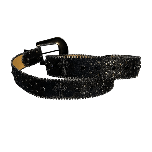 0045 - Y2K Cross Rhinestone Belt (black)